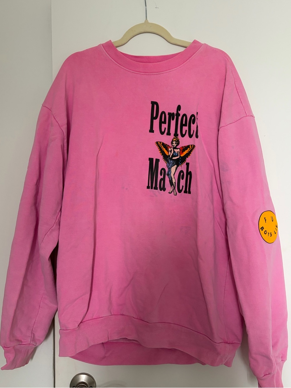 Pink boys lie Graphic Crewneck Sweatshirt